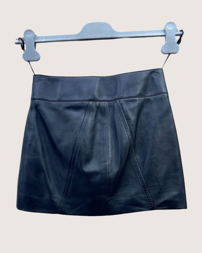 Celine Leather Mini Skirt Black FR 34