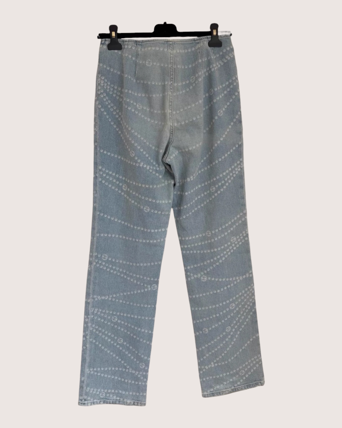 Chanel 25P Pearl Print Denim Jeans