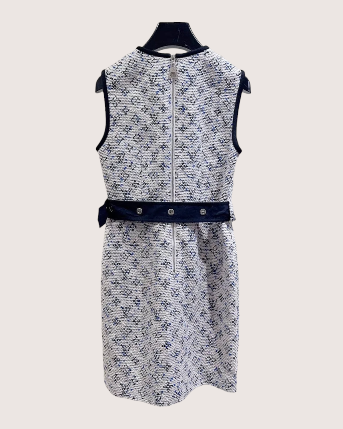 Louis Vuitton Monogram Tweed Mini Dress White, Navy, Blue FR 36