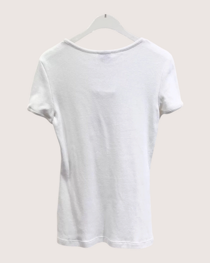 Chanel 23C Ribbed T-Shirt White FR 40