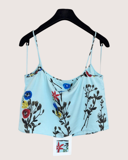 Chanel 26P Floral Camisole Top Blue, Black, Multicolor FR 38