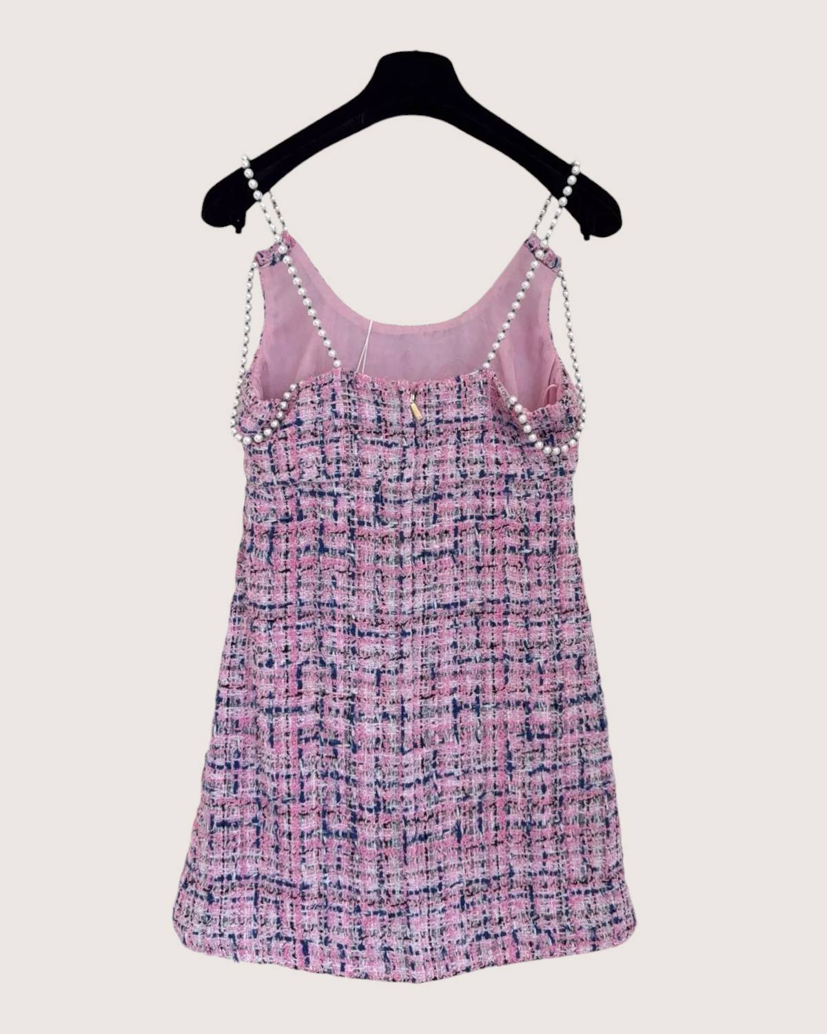 Chanel 23P Pearl Strap Tweed Mini Dress