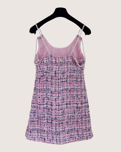 Chanel 23P Pearl Strap Tweed Mini Dress