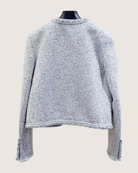 Celine Bouclé Tweed Jacket Blue, White FR 36