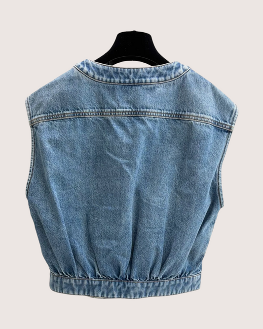 Chanel 25K Bow Denim Vest - Blue, view 2