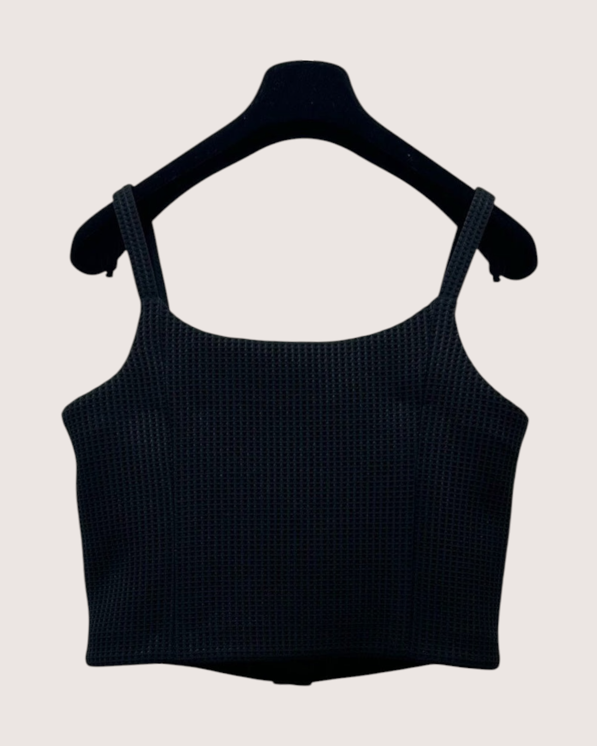 Chanel 25C Waffle Cropped Top Black FR 38