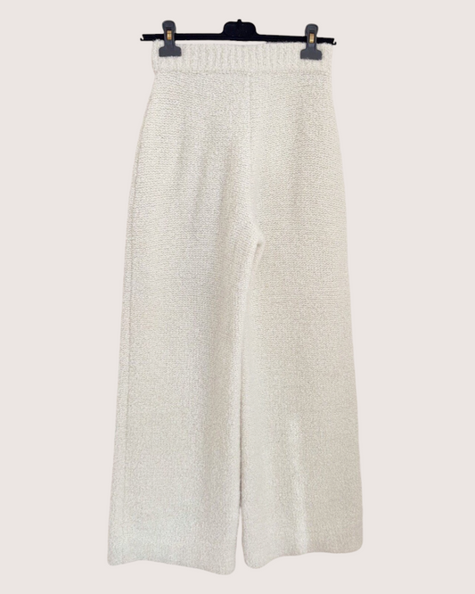Chanel 24K Cashmere Wide-Leg Trousers Beige/Ecru FR 34