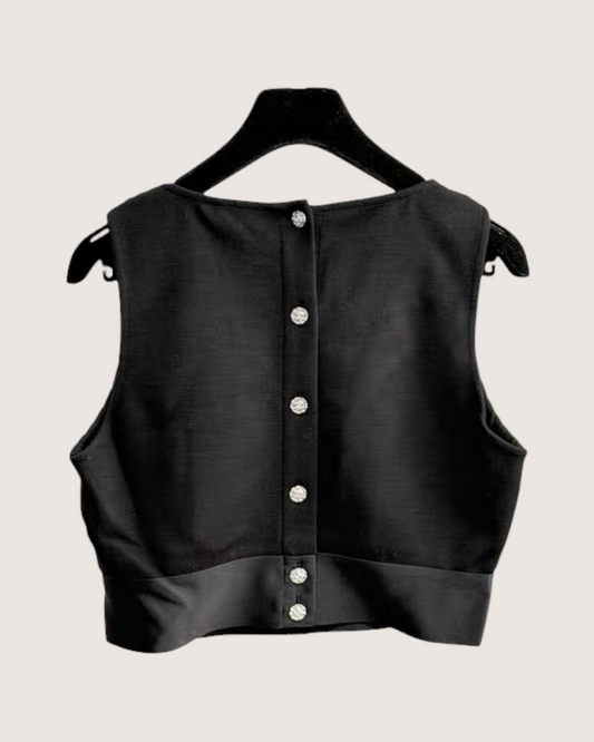 Chanel 22A Pearl CC Top Black FR 34