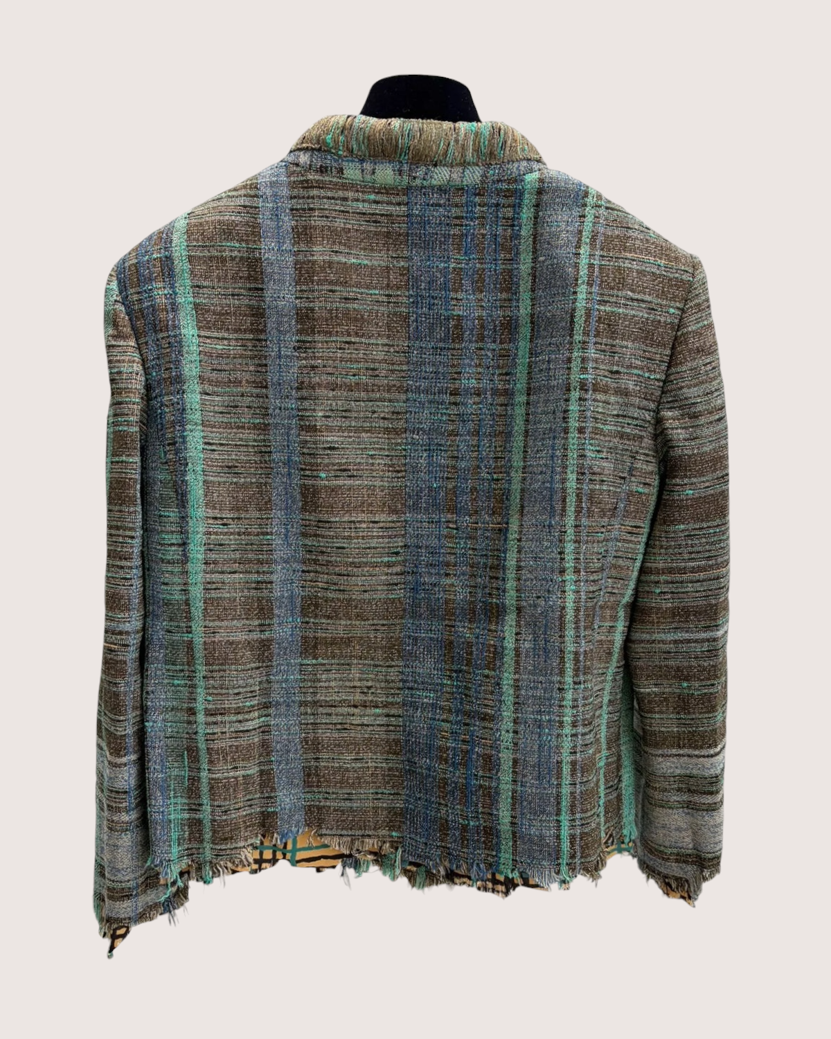 Chanel 26S Plaid Tweed Jacket Green, Brown, Blue FR 34