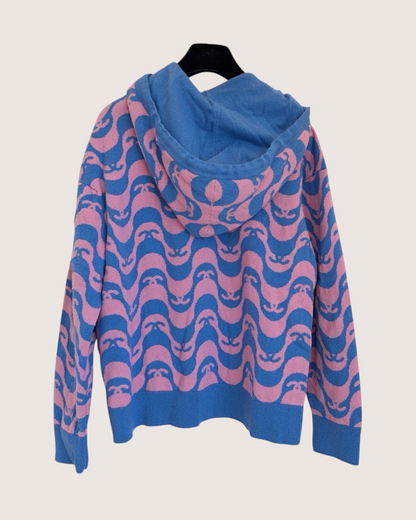 Chanel 21P Cashmere CC Wave-Print Hoodie Blue, Pink FR 36