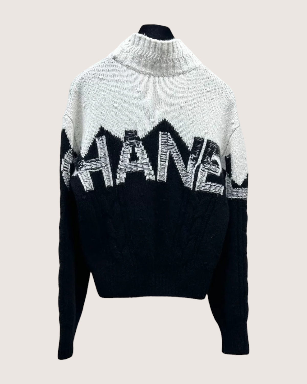 Chanel 21N Coco Neige Cashmere Sweater Black, White FR 34