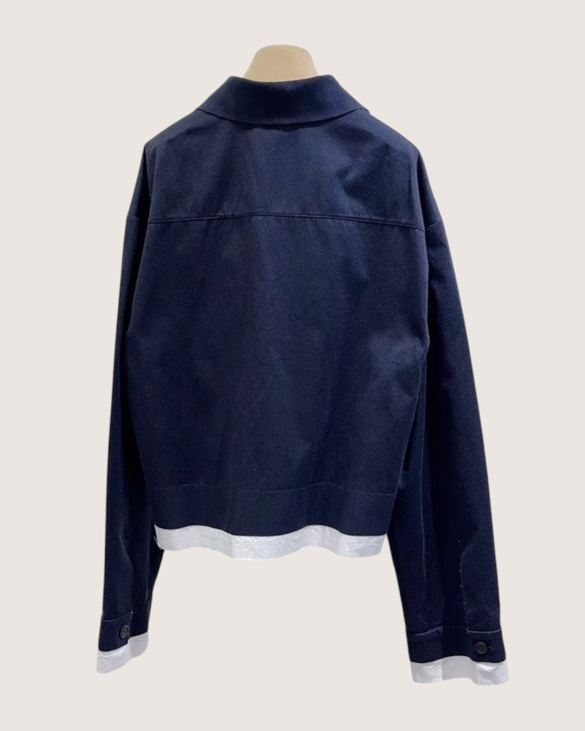 Miu Miu Cropped Zip-Up Jacket Navy, White FR 38