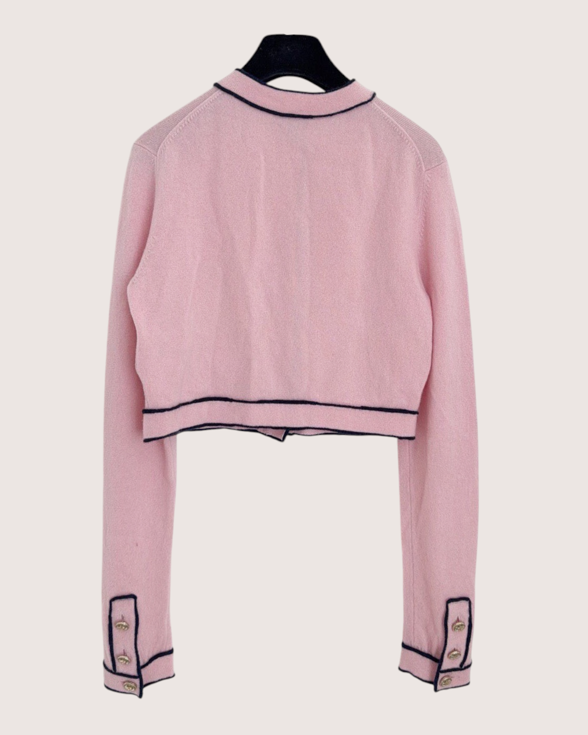 Chanel 21S Cashmere Cropped Cardigan Pink, Navy FR 36
