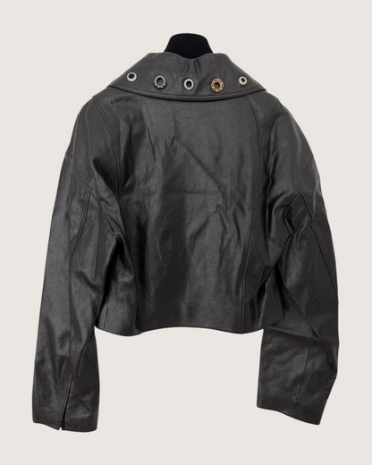 Chanel 22P Leather Biker Jacket Black FR 38