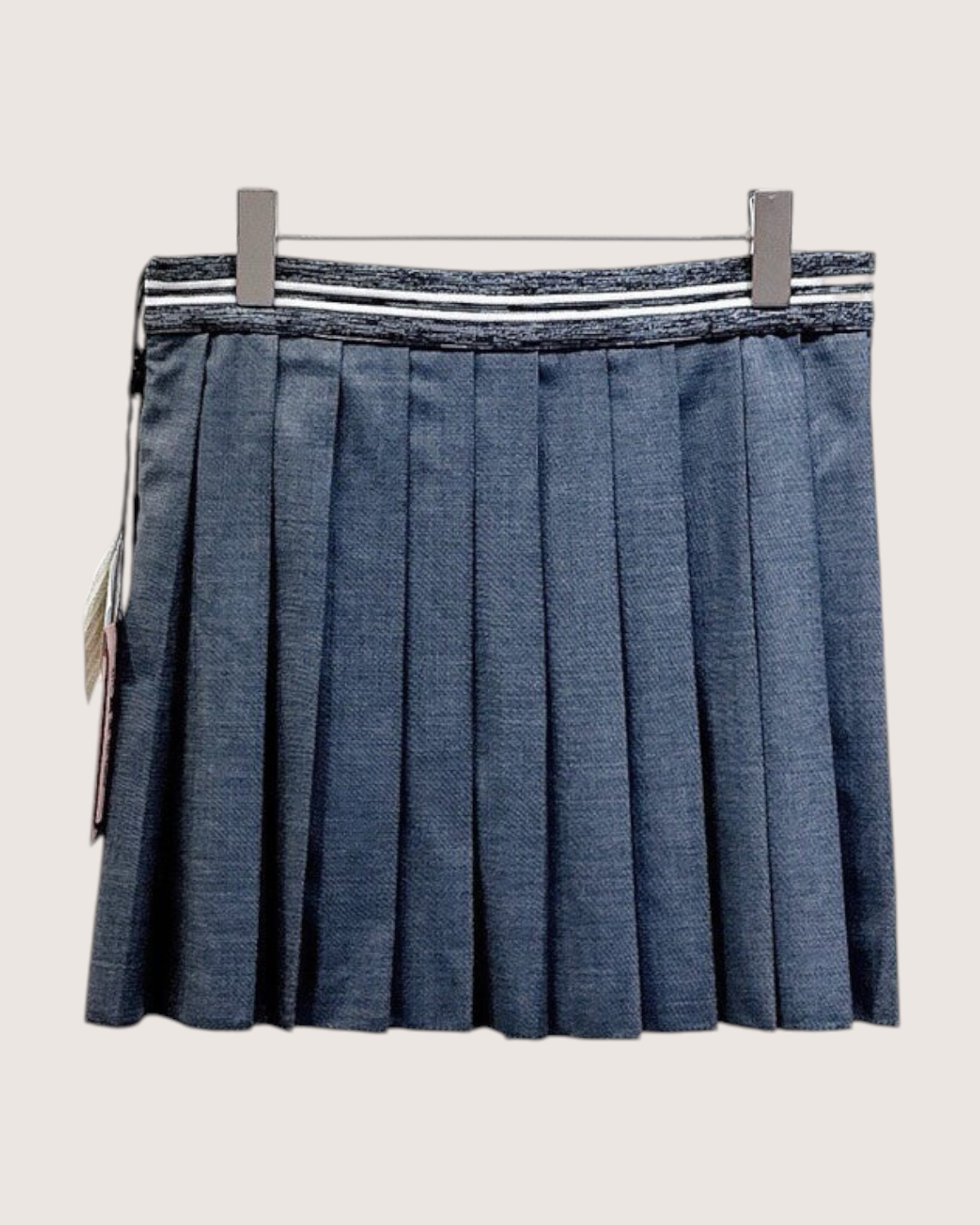 Miu Miu Wool Logo Pleated Mini Skirt Grey, White IT 38
