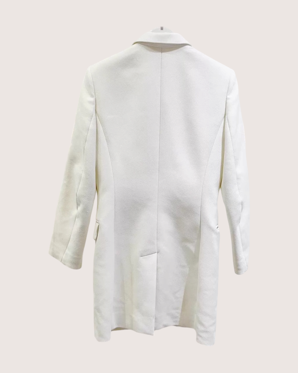 Hermès Wool Double-Breasted Jacket White FR 34