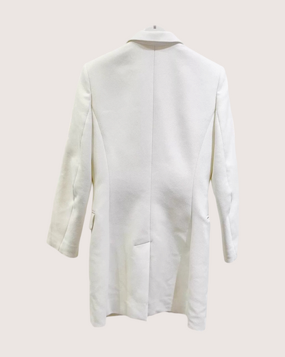 Hermès Wool Double-Breasted Jacket White FR 34