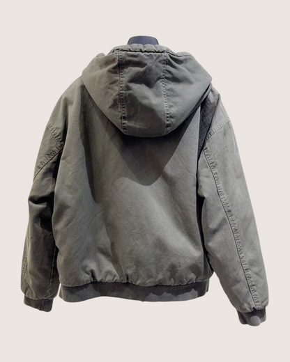 Miu Miu Hooded Zip-Up Jacket Grey FR 34