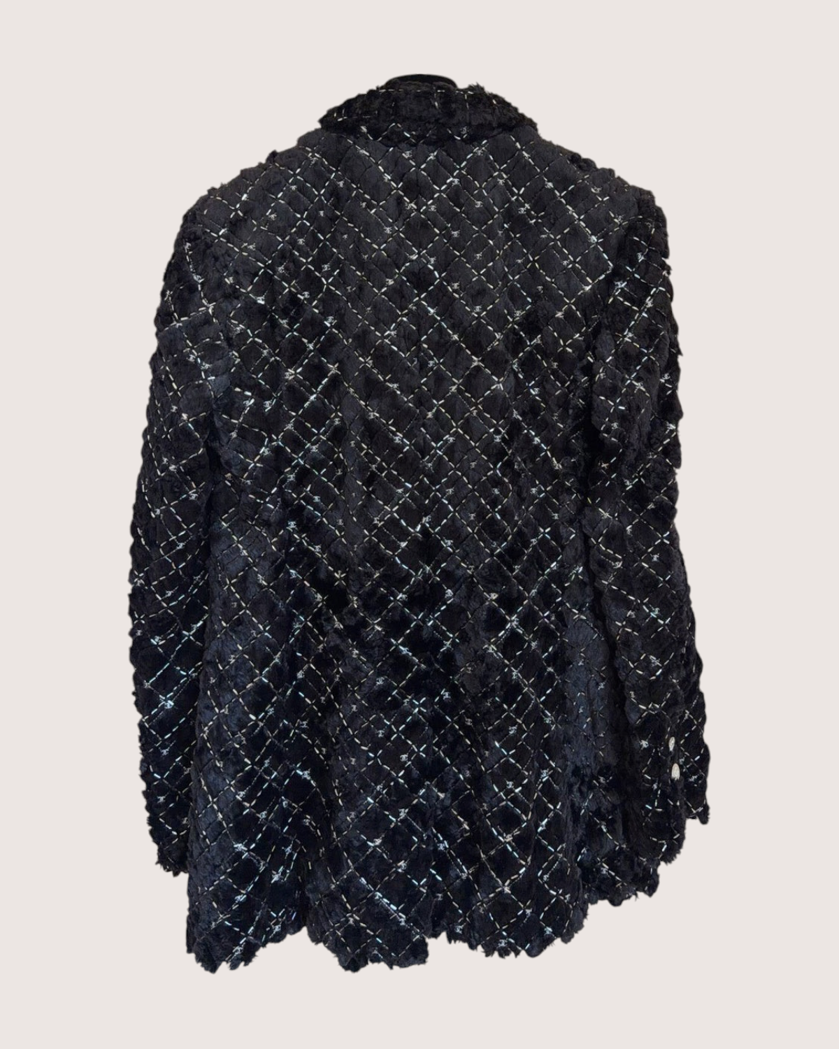 Chanel Embroidered Quilted Tweed Jacket Black, Silver FR 38