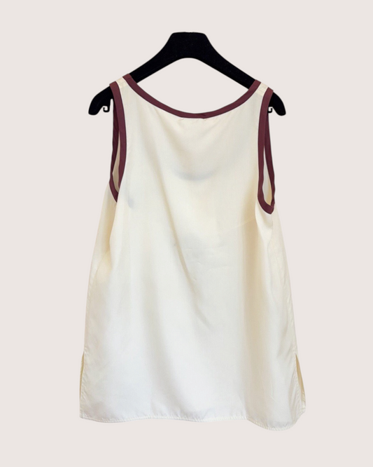 Chanel 26P Tank Top Beige/Ecru, Burgundy FR 38