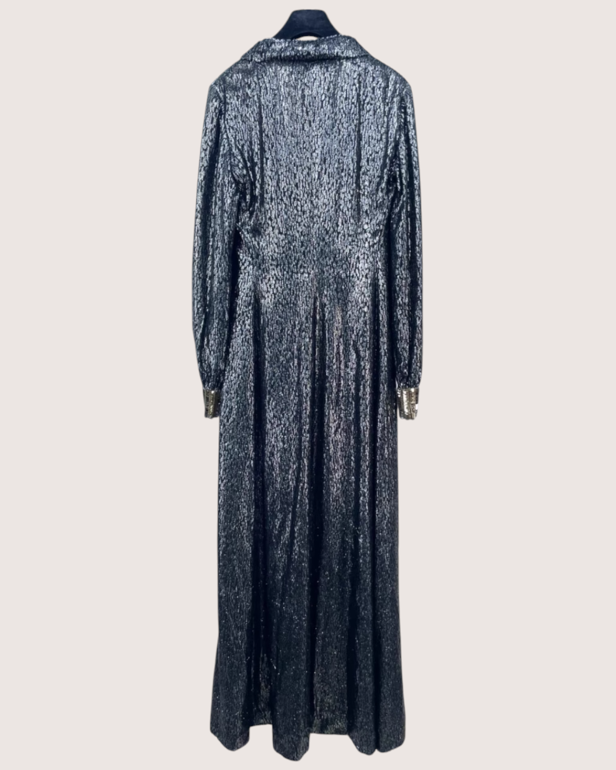 Chanel 22K Metallic Maxi Dress Silver, Black FR 38