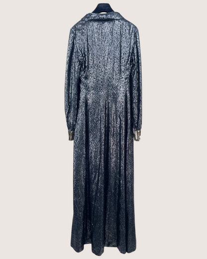 Chanel 22K Metallic Maxi Dress Silver, Black FR 38