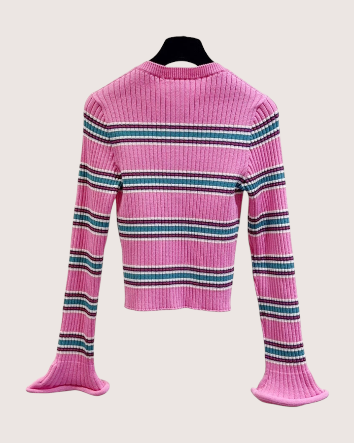 Louis Vuitton Striped Logo Cardigan Pink, Green, Multicolor FR 40