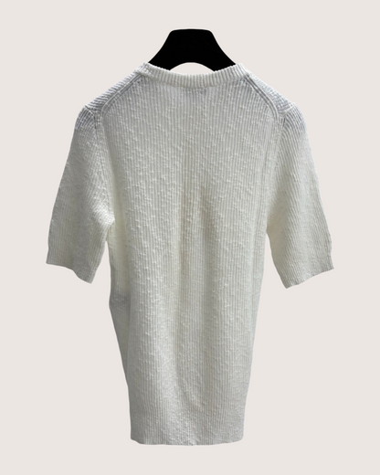 Chanel 25M Coco Beach Knit Short-Sleeve Crewneck Top White FR 36