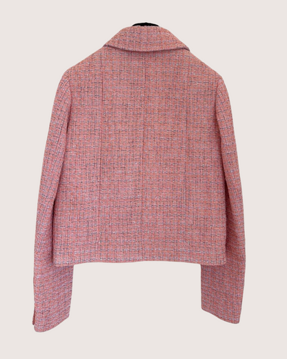 Chanel 24P Collared Braid-Trim Tweed Jacket