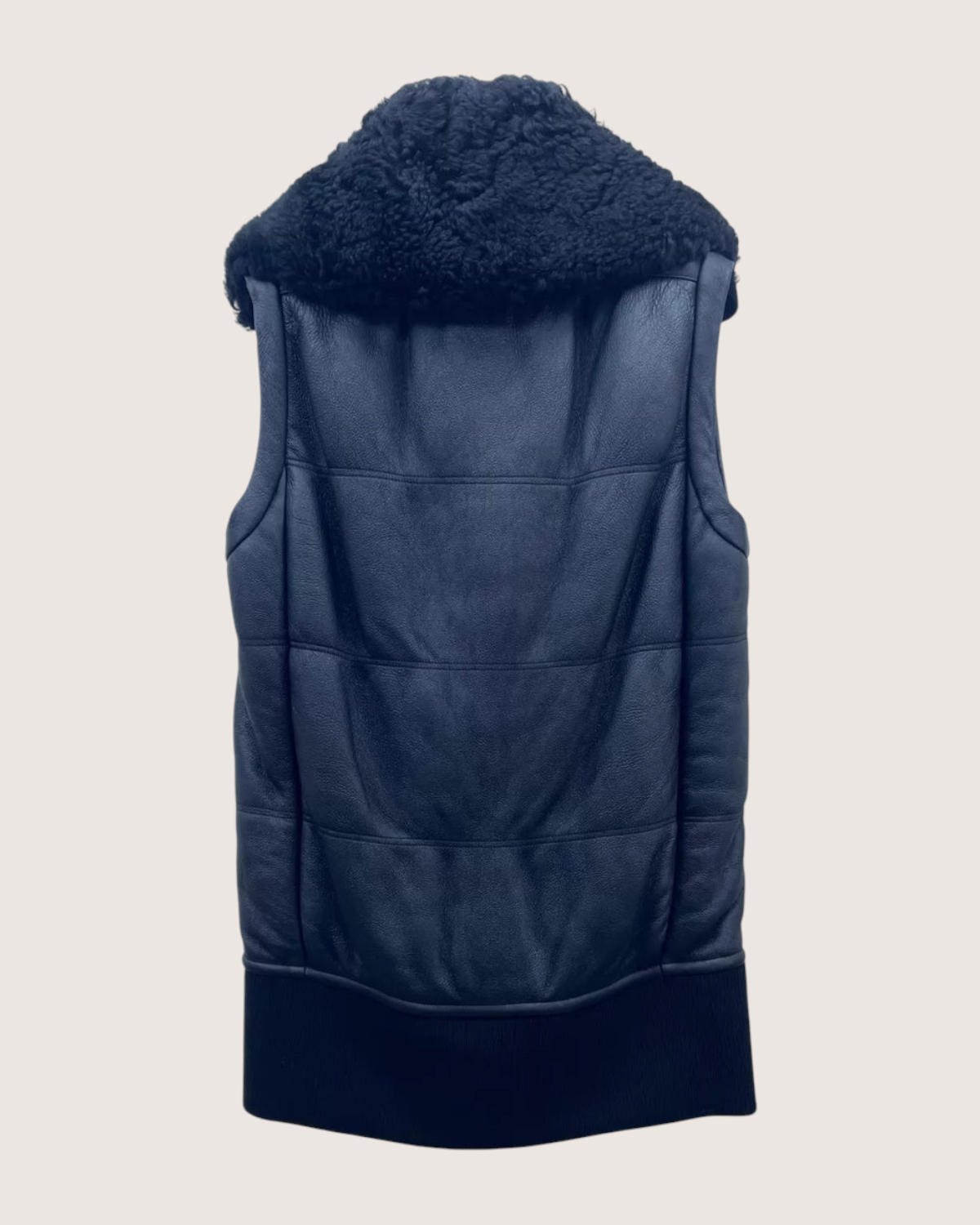 Chanel 25B Shearling Fur Vest Black FR 38