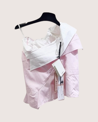Miu Miu Off-Shoulder Bustier Top Pink, White FR 36