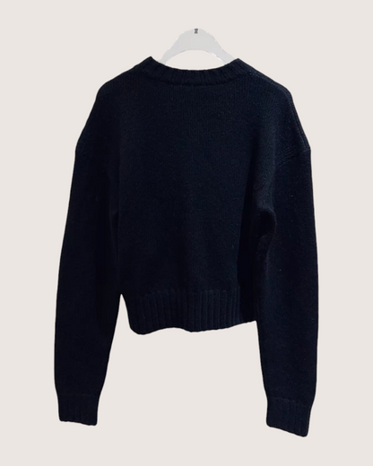 Chanel 20K Wool Cropped Camellia Sweater - Black, view 2