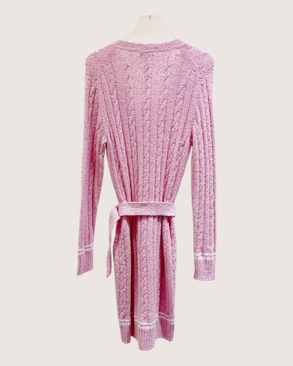 Chanel 22P Belted Bouclé Cardigan Pink, White FR 34
