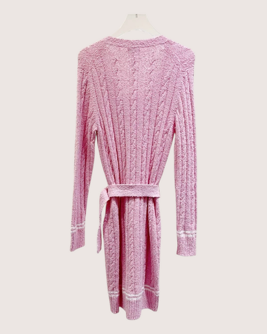 Chanel 22P Belted Bouclé Cardigan Pink, White FR 34