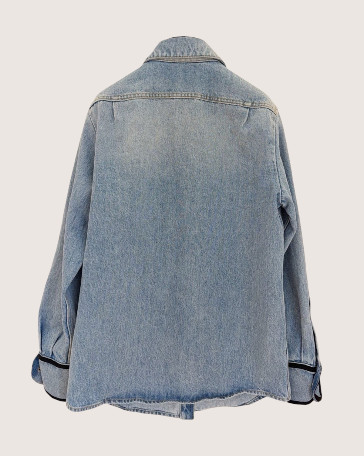 Chanel 26C Contrast-Trim Denim Shirt Blue FR 36