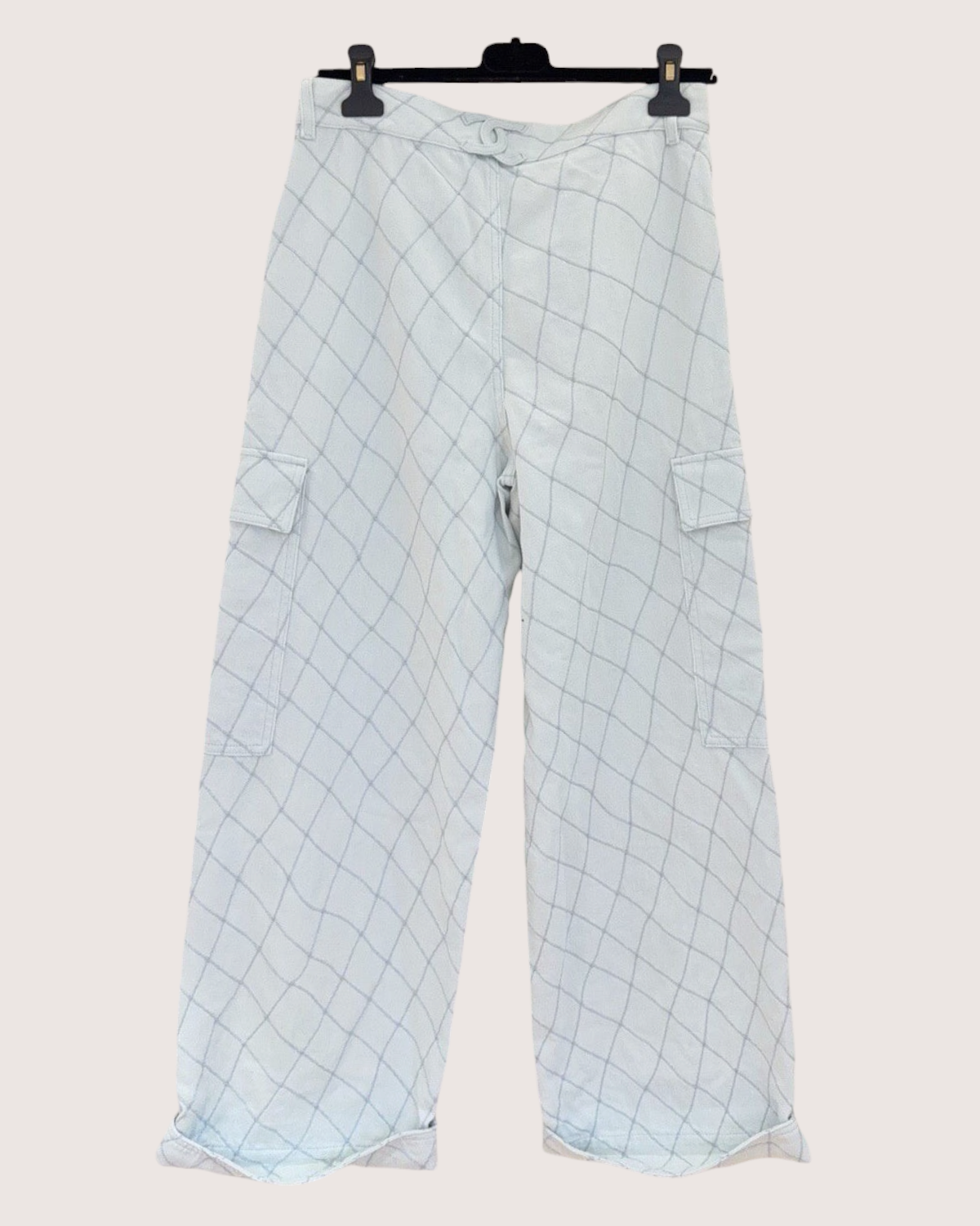 Chanel 26M Coco Beach Cargo Wide-Leg Denim Jeans Blue FR 36