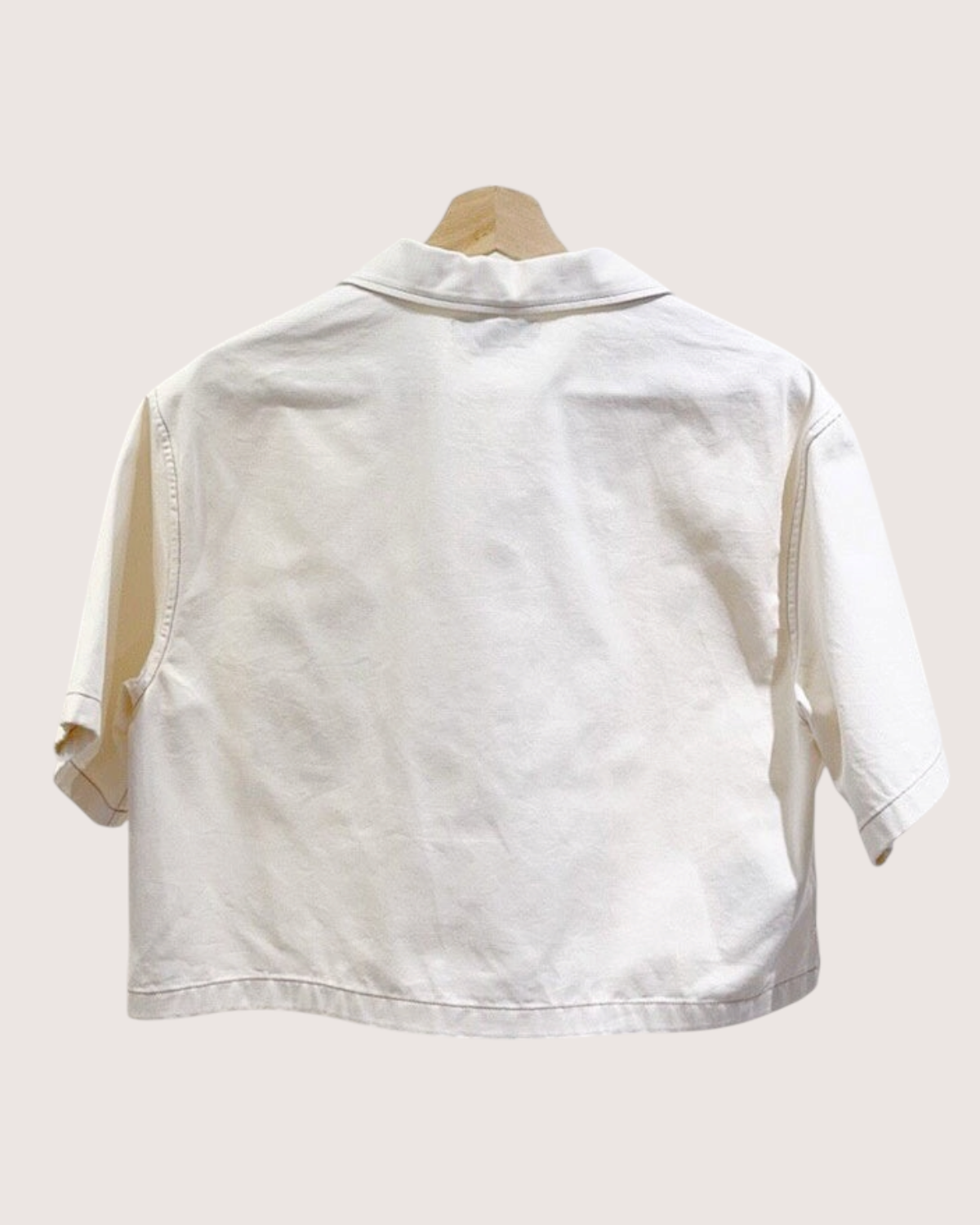 Miu Miu Cropped Logo Shirt Beige/Ecru FR 38