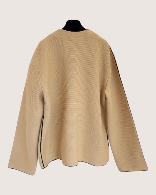 Chanel 26S Contrast-Trim CC Cardigan Beige/Ecru, Black FR 38