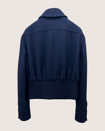 Chanel 25B Wool CC Heart-Pocket Jacket Navy FR 34