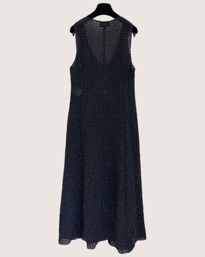 Chanel 24P Tweed Maxi Dress Black FR 40
