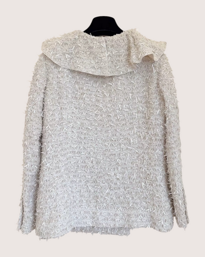 Chanel 20S Ruffle-Collar Tweed Jacket Beige/Ecru FR 36