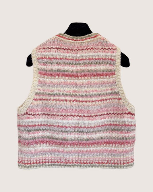 Chanel 24B Cashmere Striped Vest Pink, Beige/Ecru, Multicolor FR 36