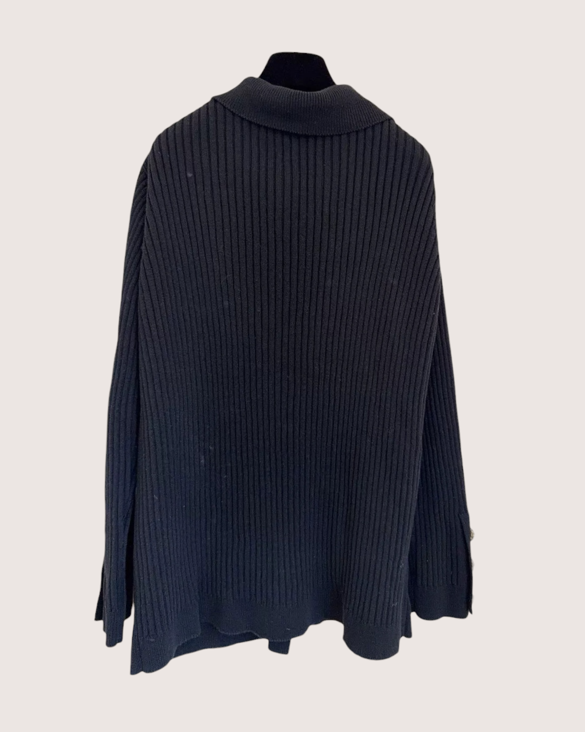 Chanel 20P CC-Button Ribbed Cardigan Black FR 36