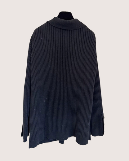 Chanel 20P CC-Button Ribbed Cardigan Black FR 36