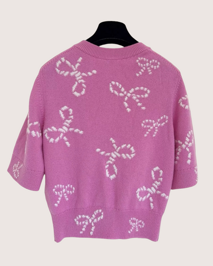 Chanel 24P Bow Cashmere Cardigan - Pink, White, view 2