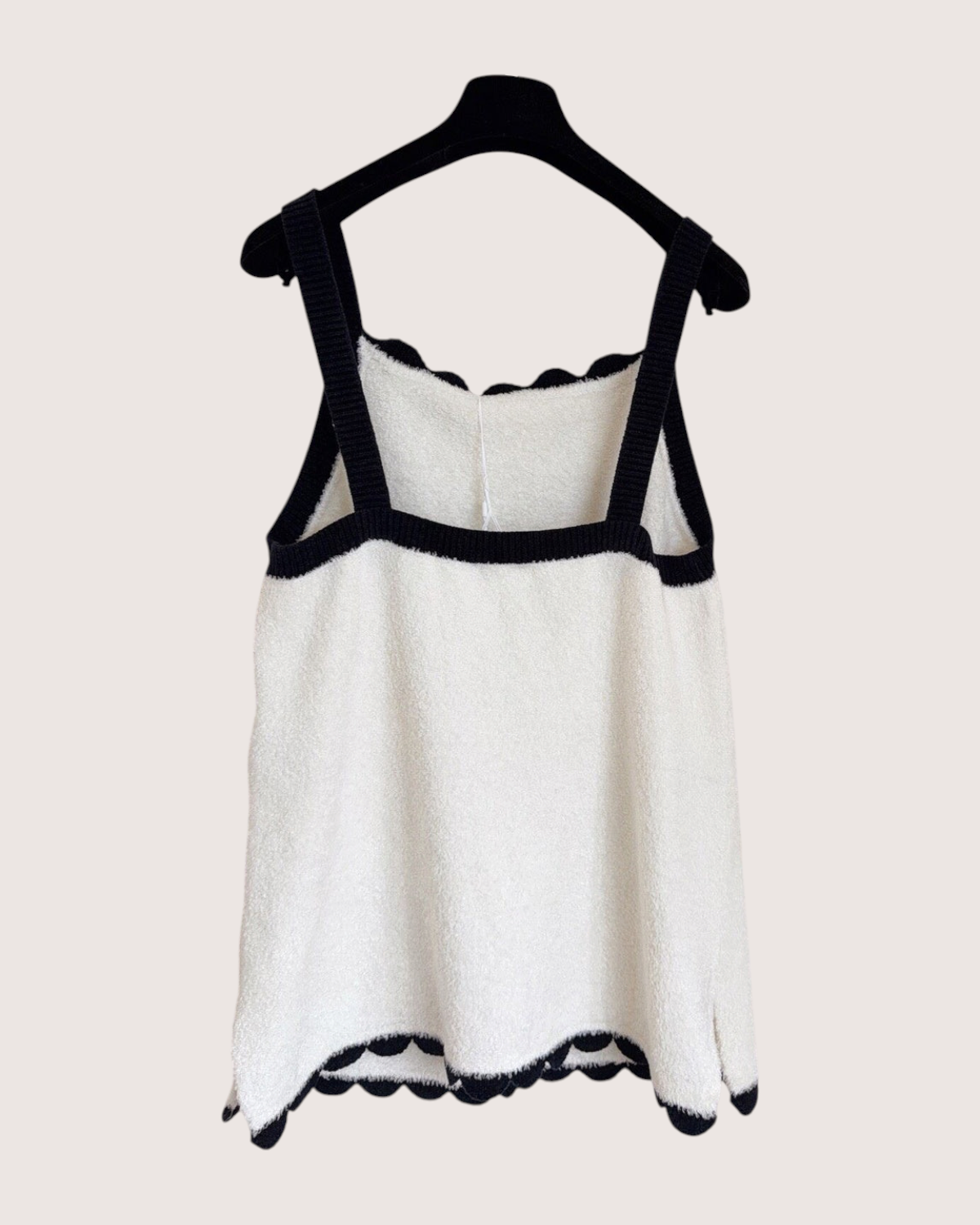 Chanel 26C Scalloped Terry Tank Top Beige/Ecru, Black FR 36