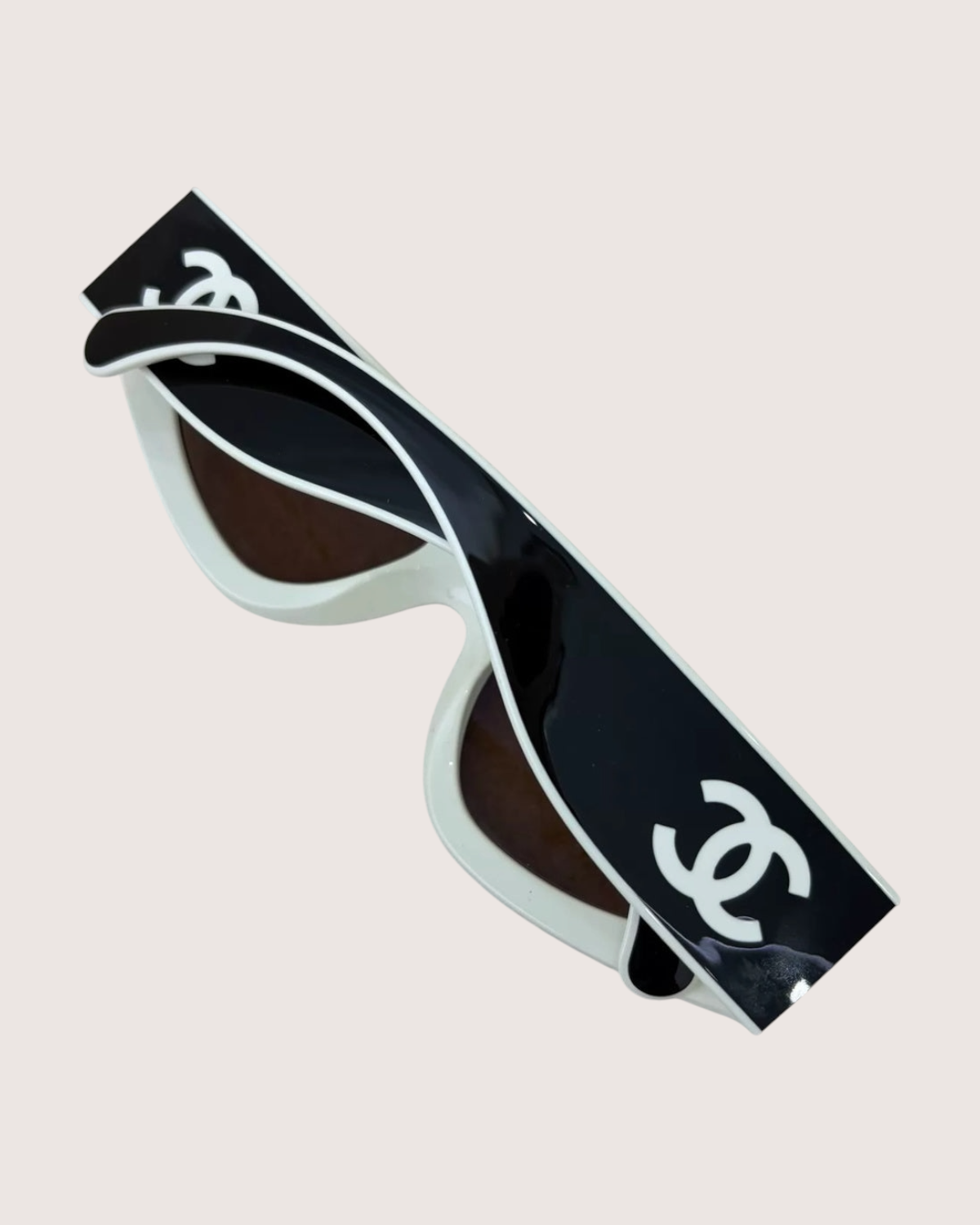 Chanel Two-Tone Cat-Eye Sunglasses Black, White One Size