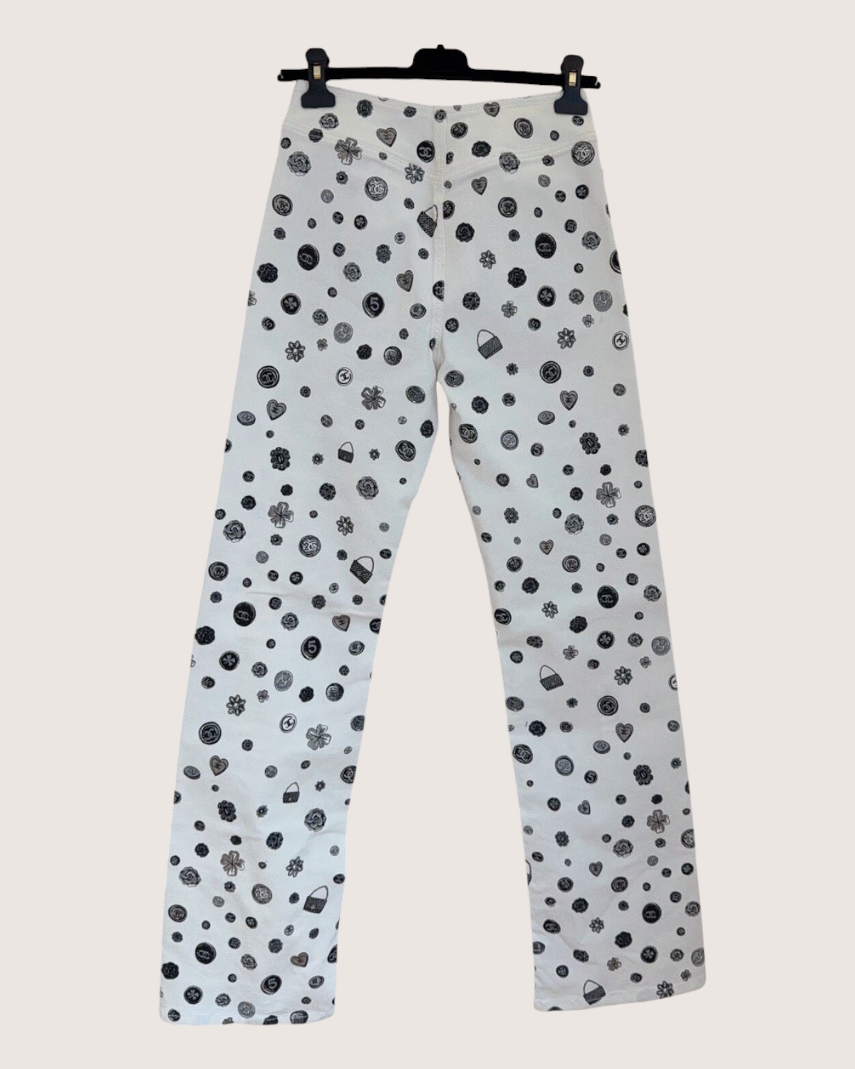 Chanel 25B Straight Denim Jeans White, Black FR 34