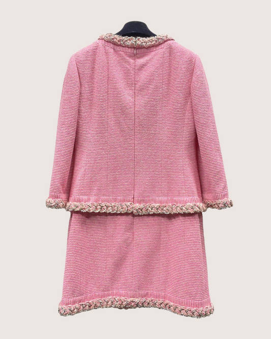 Chanel 23C Tweed Mini Dress Pink, Silver FR 36