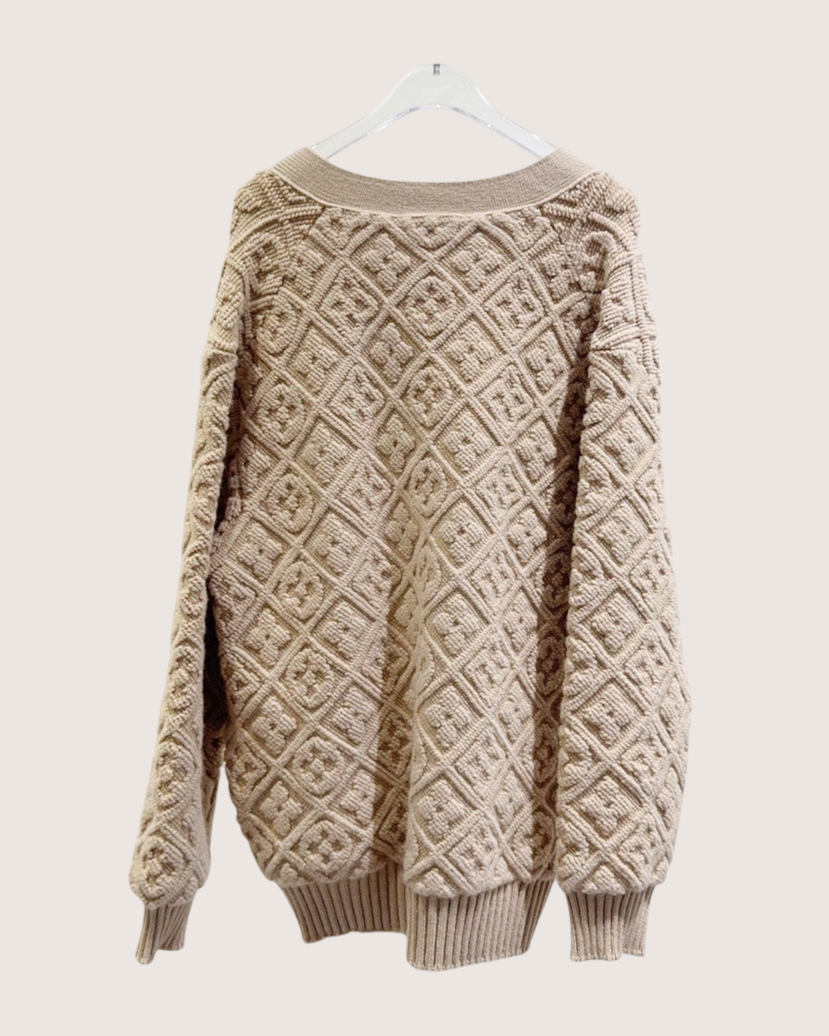 Louis Vuitton Cashmere Jacquard Cardigan Beige/Ecru FR 36
